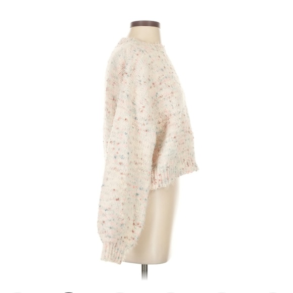 Fuzzy Knit Storia Knit Sweater Small Pastel Ivory Pink Blue - Picture 3 of 5